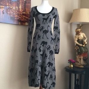 Betsey Johnson Animal Print Knit Long Dress sz S